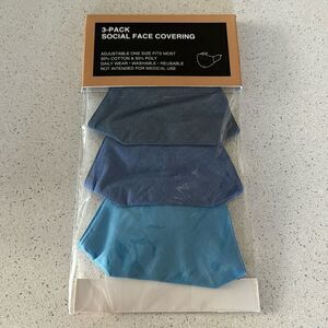 NWT Fossil Social Face Covering Bundle of 3 in a pack Denim Color Blue
